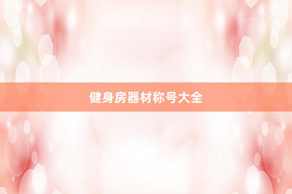 健身房器材称号大全